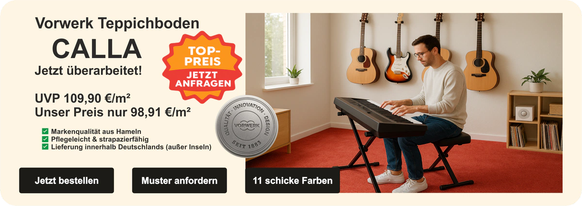 Vorwerk Calla Teppichboden in 11 Farben – weicher Bodenbelag aus ECONYL, 4 m breit